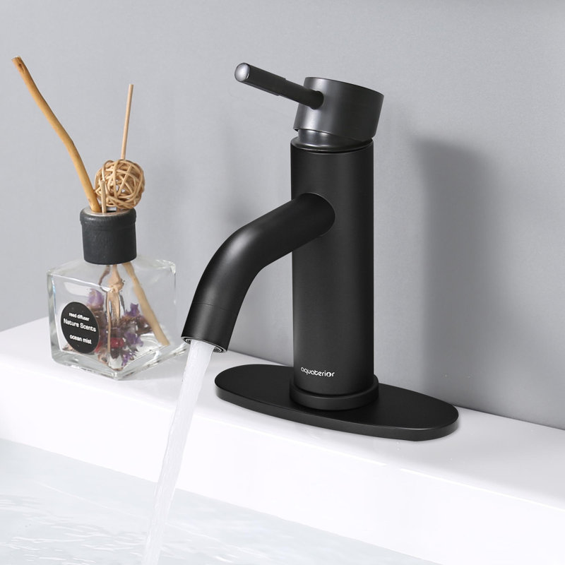 Robinet de lavabo vasque à poignée simple Aquaterior, noir mat, Bronze huilé