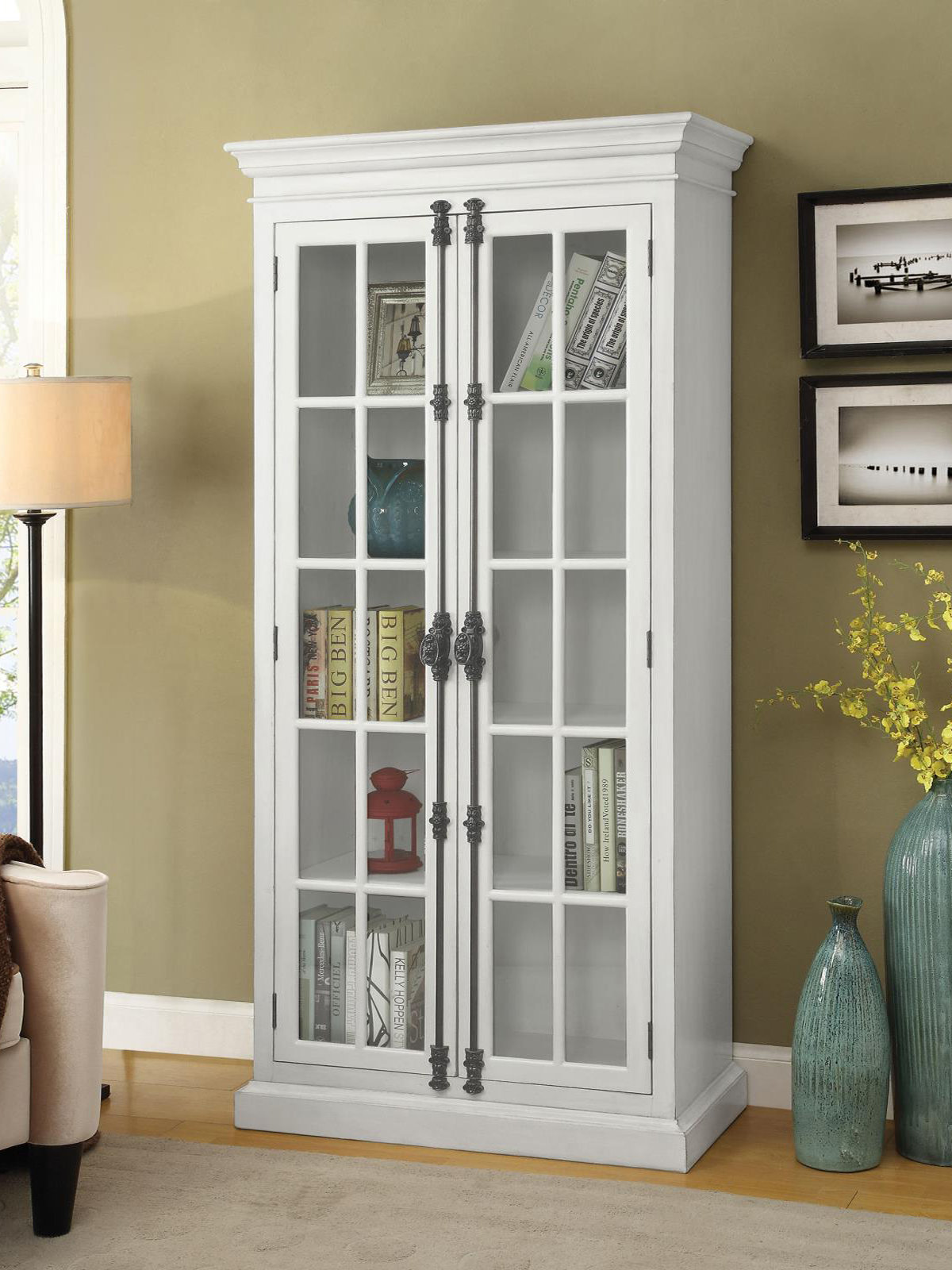 Wildon Home® Braylyn 2 - Door Curio Cabinet in Antique White | Wayfair