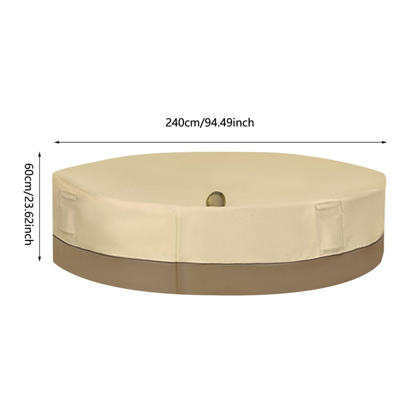Table Cover Waterproof Round Table And Chair Set Cover Outdoor With Storage Bag (Beige)