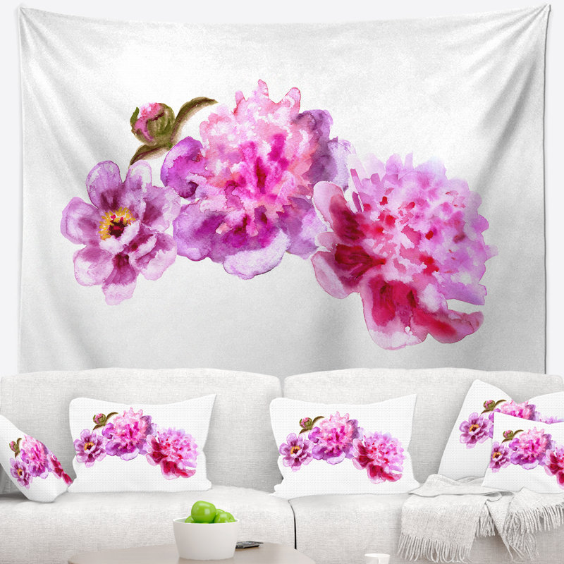 Tapisserie de fleurs de pivoine rose vif Floral, H 32 po x l 39 po