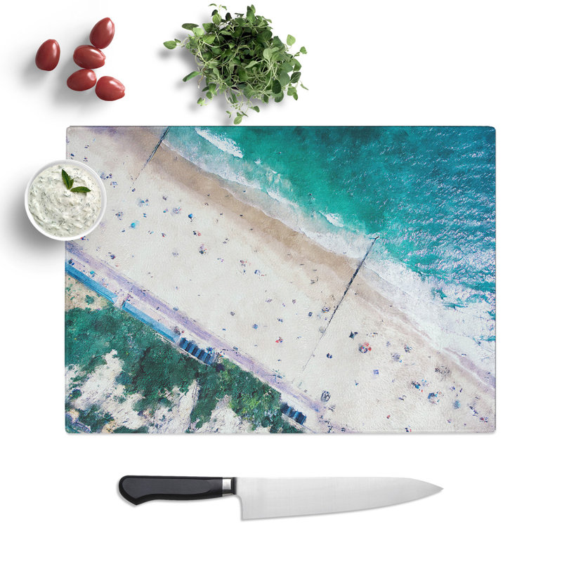 Tempered Glass Bournemouth Beach Chopping Board, 20 cm x 28.5 cm