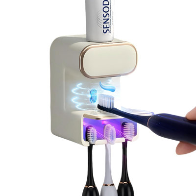 Wall Mounted Automatic Electric Toothpaste Dispenser, (Beige)