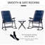 Mobilier de patio extérieur bleu marine avec 2 chaises berçantes et une table, pour le porche, le camping et le balcon