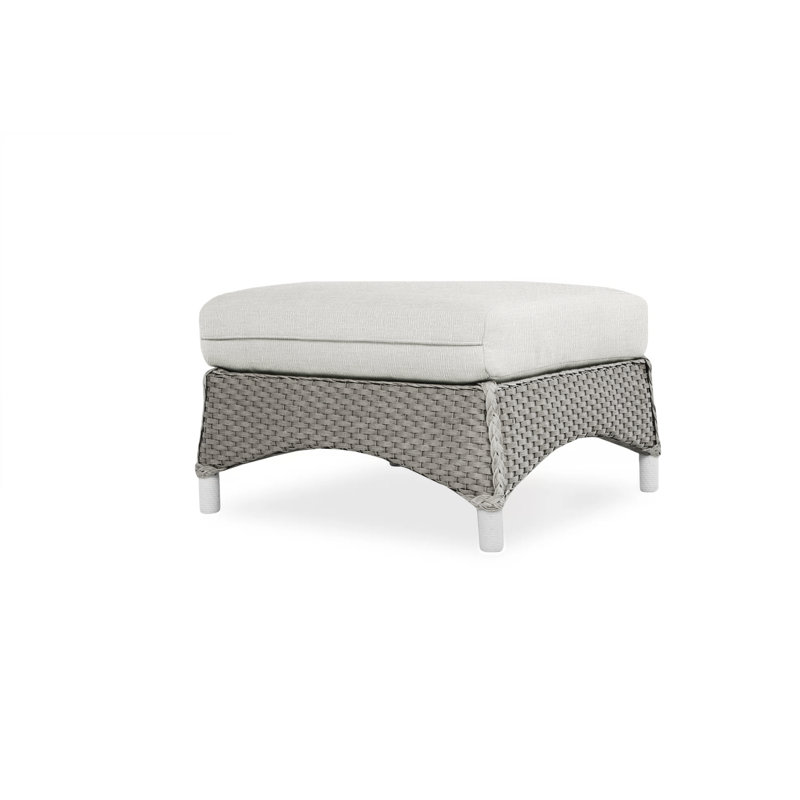 Mandalay Outdoor Ottoman, Sailcloth Salt, Pewter