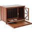 Meuble pour chien en bois massif de 43 po, chenil pliable avec mangeoire pivotante à 360 °, tâches multiples pour petits et moyens chiens, plateau portatif facile à nettoyer, apparence de style moderne, motif de couleur noyer