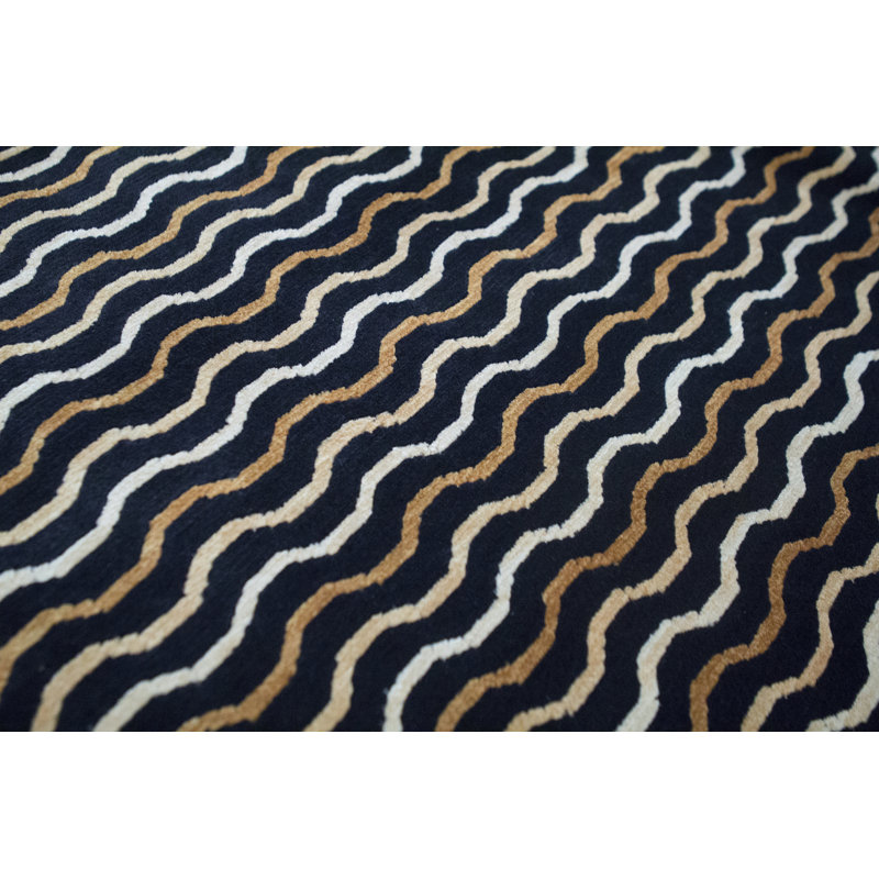 Hand-Knotted High-Quality Black Area Rug