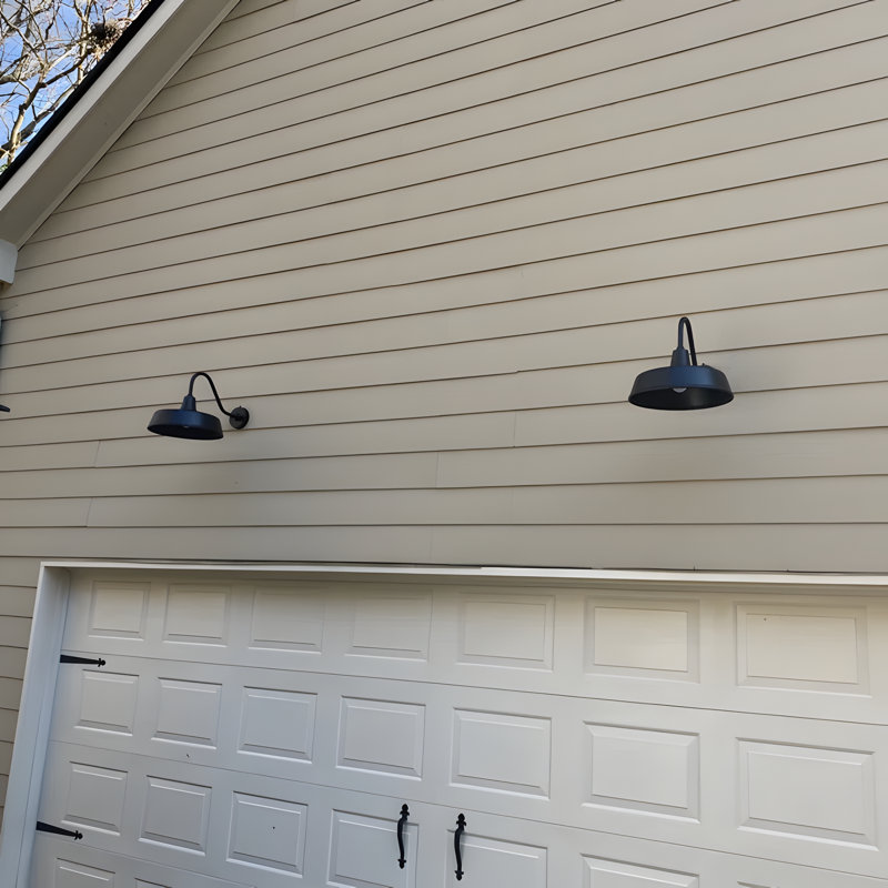 Toril Black Finish Outdoor Dusk to Dawn Wall Barn Lights, 14" H x 15" W x 23" D