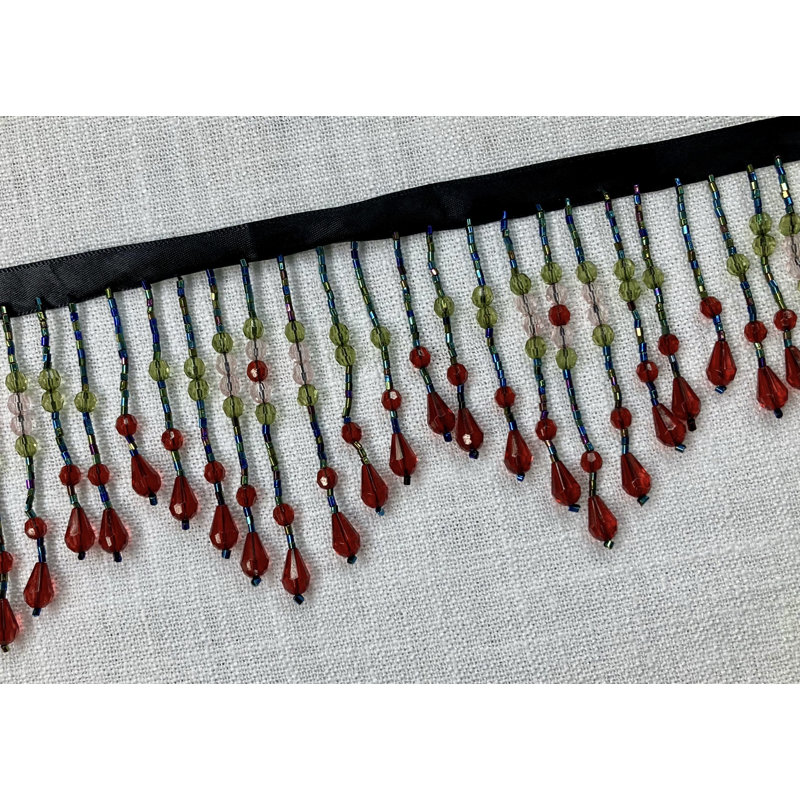 Tissu frangé perlé cristal Lucite