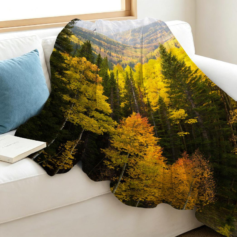 Jeté en flanelle dorée ultra douce, imprimé Aspen, Jeté 40 po x 50 po