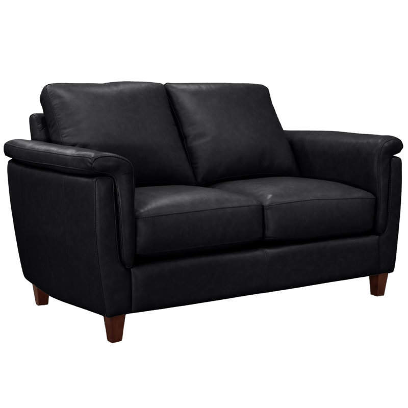 Causeuse en cuir véritable 57 po Rambrij, Noir