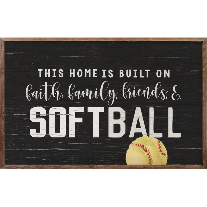 Faith Family Friends And Softball - noir, H 24 po x l 36 po