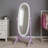 59" Purple And White Wood Freestanding Oval Framed Cheval Mirror-2085964463-2085964462