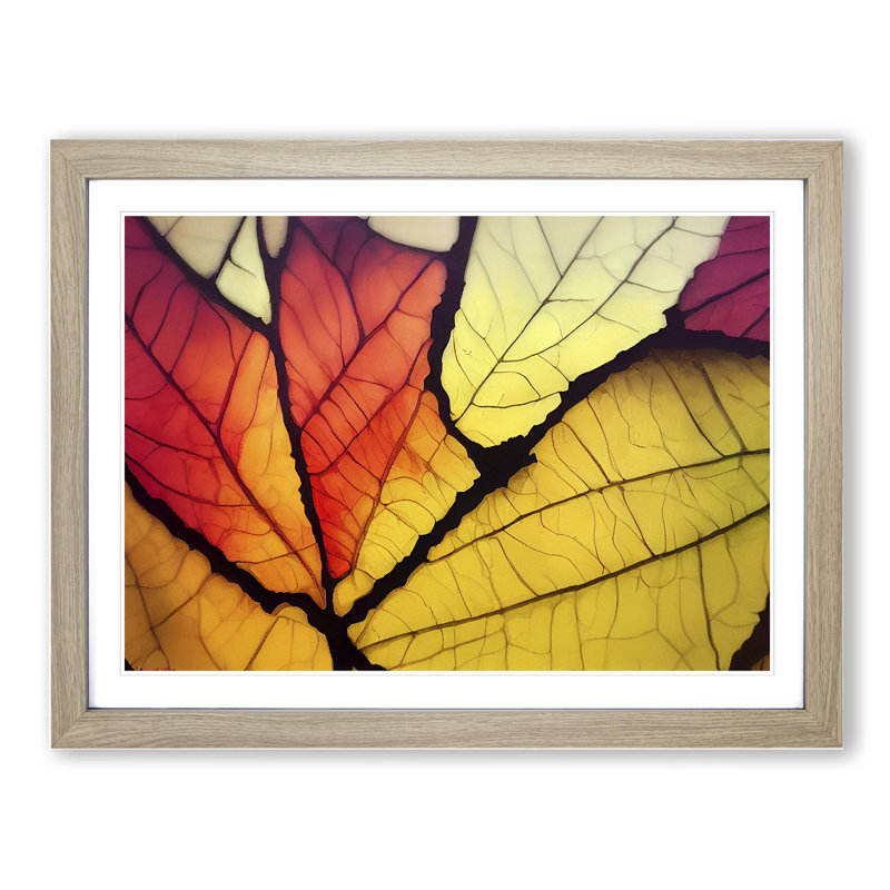 Flashy Leaf - Single Picture Frame Print, 34cm H x 46cm W x 2cm D, Oak Framed