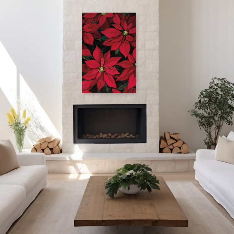Art de fleur poinsettia de Noël I, H 48 po x l 32 po