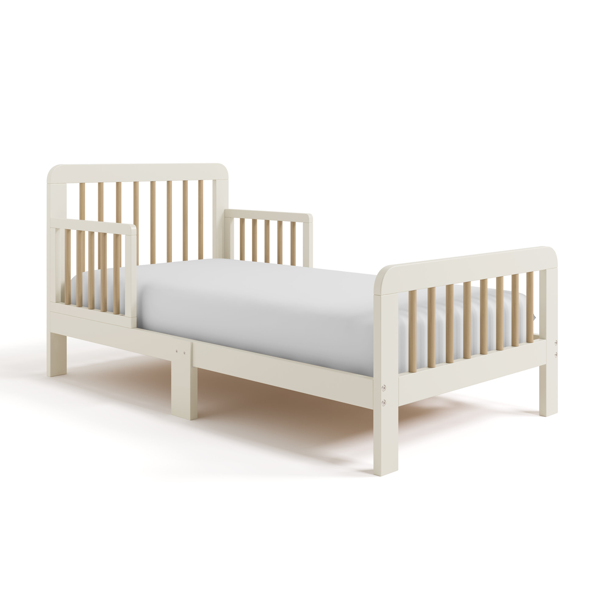 Pasadena Toddler Bed with Guardrails, Frosted Oat/Driftwood