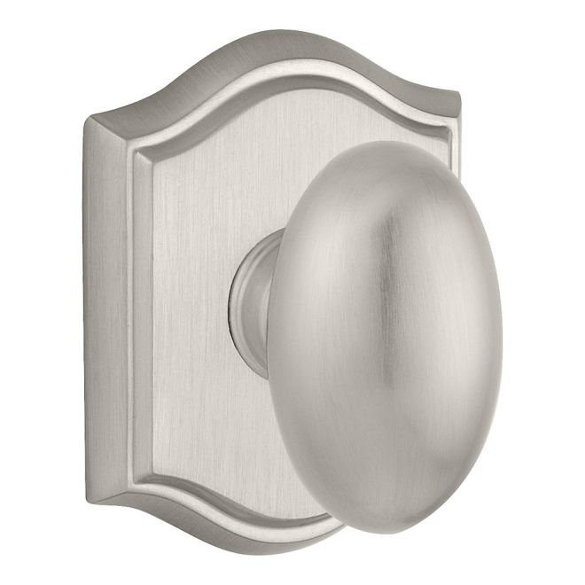 Ellipse Privacy Door Knob with Traditional Arch Rose, Satin Nickel