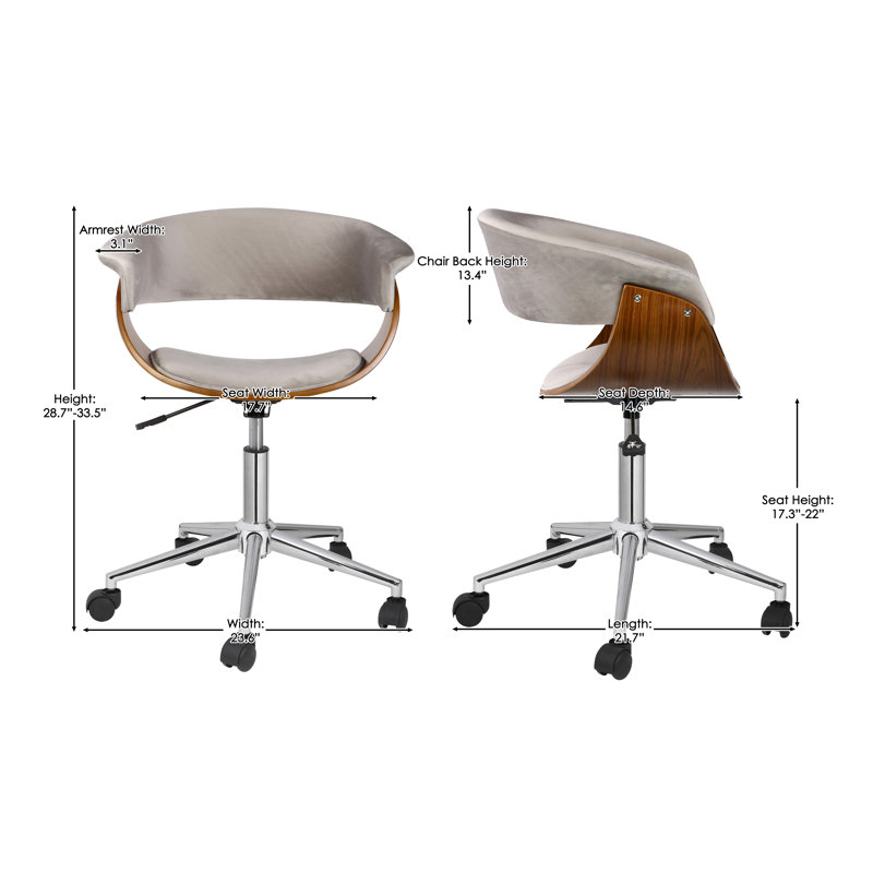 Batholo Suede Task Chair, Gray