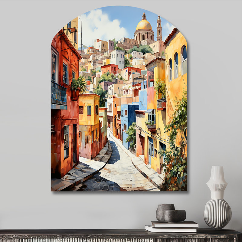 Hogansville - Arch Mexico, reproduction d'art murale en métal asymétrique, H 34 po x l 25 po