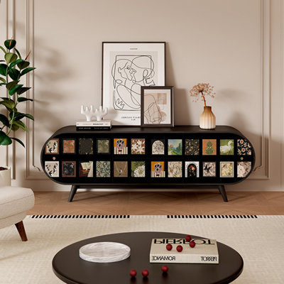 French Style Walnut Wood TV Stand