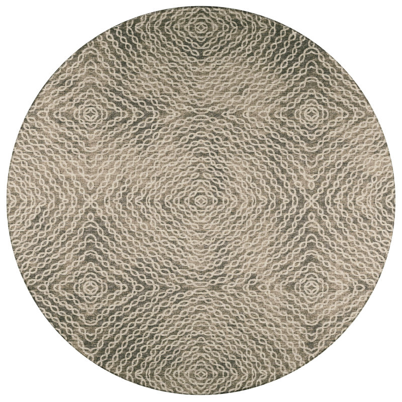 Apollus Chenille Washable Oriental Indoor / Outdoor Rug, Round 8'