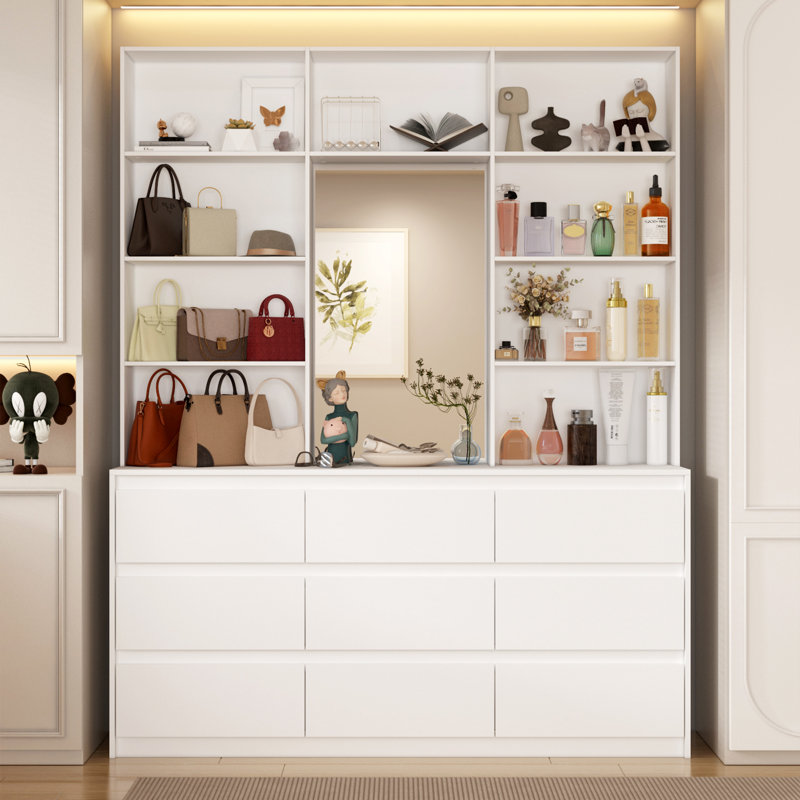 9-Drawer 7-Shelf Wardrobe With A Large Mirror