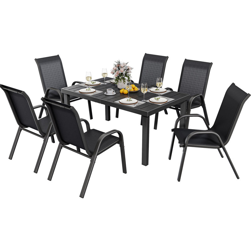 Camyrah Patio Dining Set with Rectangular Table, 6