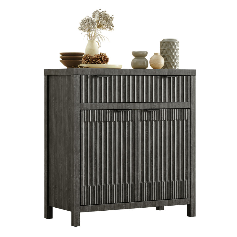  32'' Sideboard,Accent Cabinet With 1 Drawer and 2 Doors, Black