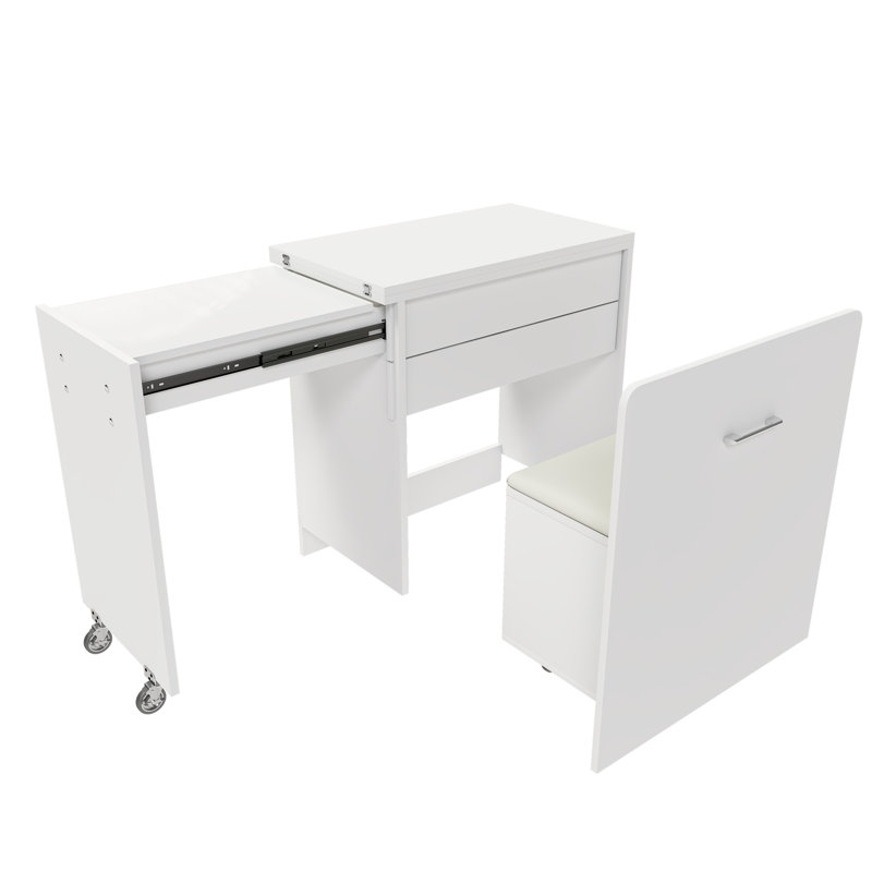 Ensemble de maquillage moderne avec miroir rabattable, Blanc