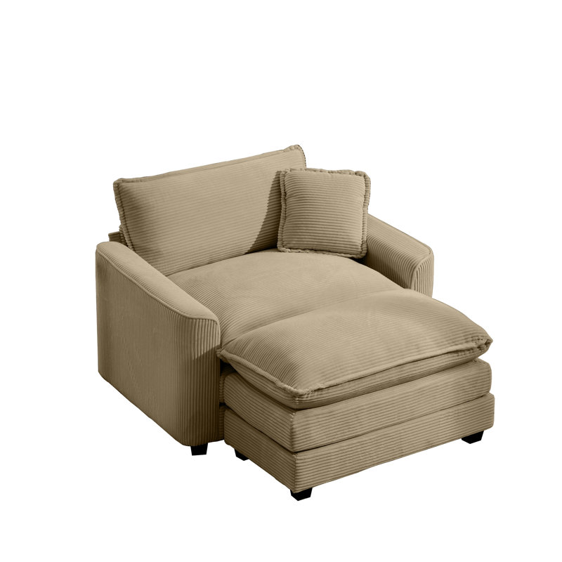 Canapé confortable à siège profond avec repose-pieds simple et coussin, Tanné