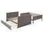 Lit superposé double au dessus d'un lit double avec lit gigogne simple, lit superposé en bois de pin avec garde-corps