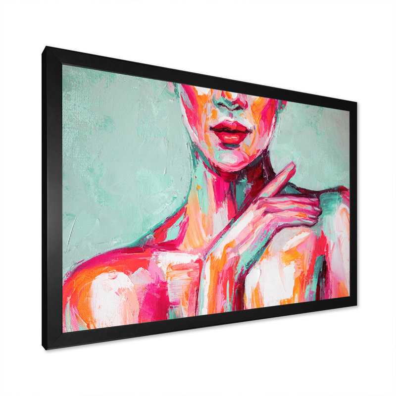 " Pastel Artistic Seduction Woman V ", Black Picture Framed Canvas, 8" H x 12" W x 1" D