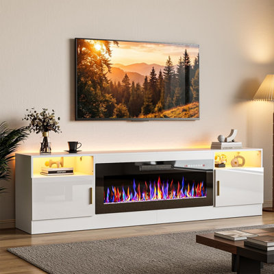 80" Fireplace Tv Stand With 40” Electric Fireplace