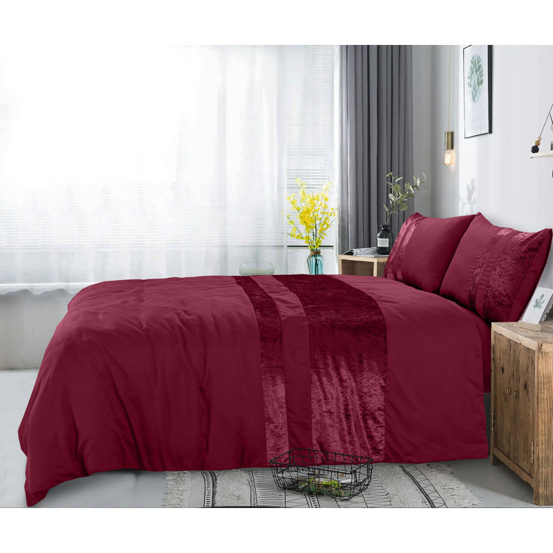 Aptos Duvet Cover Set with Pillowcases Included, Single Duvet Cover + 1 Standard Pillowcase, Burgundy