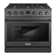 Cosmo 36 In. Lumin Collection 6.0 Cu. Ft. Gas Range With 6 Sealed Burners And Convection Oven In Matte Black