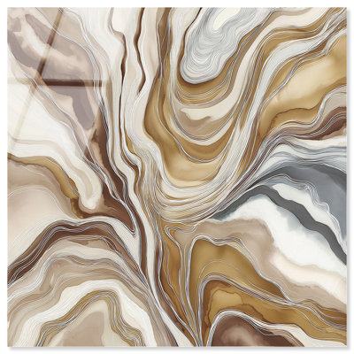 Viscous Flow III Acrylic Print Gold Boho Wall Decor by Art Remedy, Ready to Hang, 24 x 24