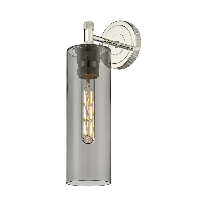 Applique murale 1 lumière Crown Point, H 15,5 po x l 3,88 po x P 6,5 po, Plaqué couleur fumée, Nickel poli