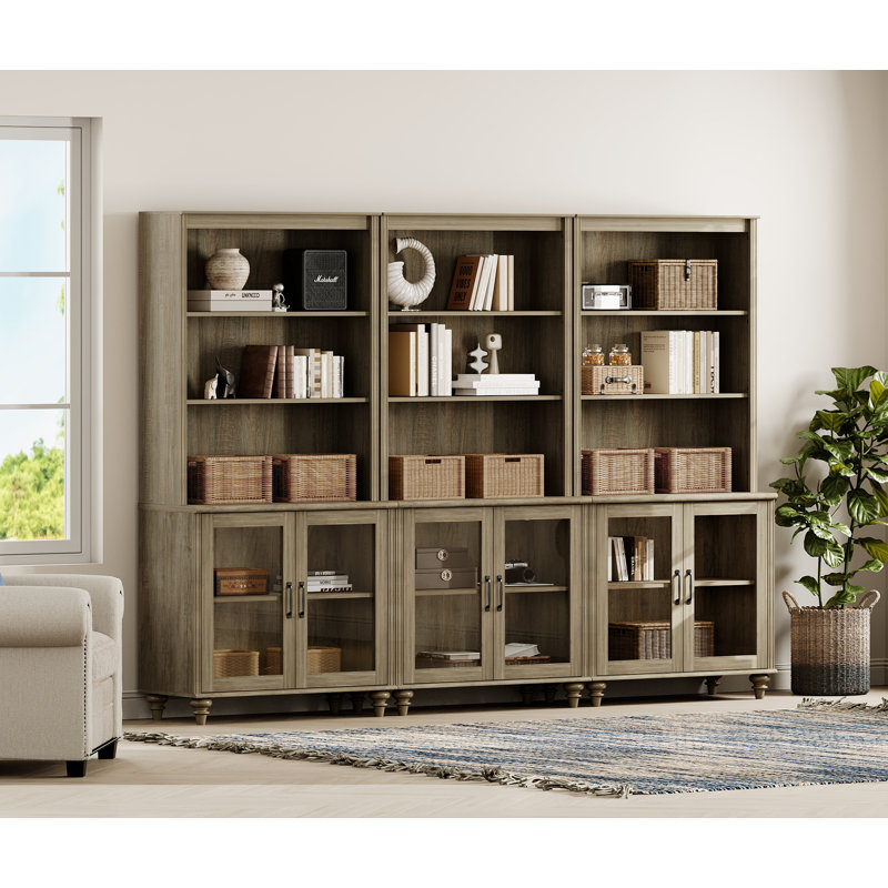 Bibliothèque en bois massif et manufacturé Scarlett, Gris délavé