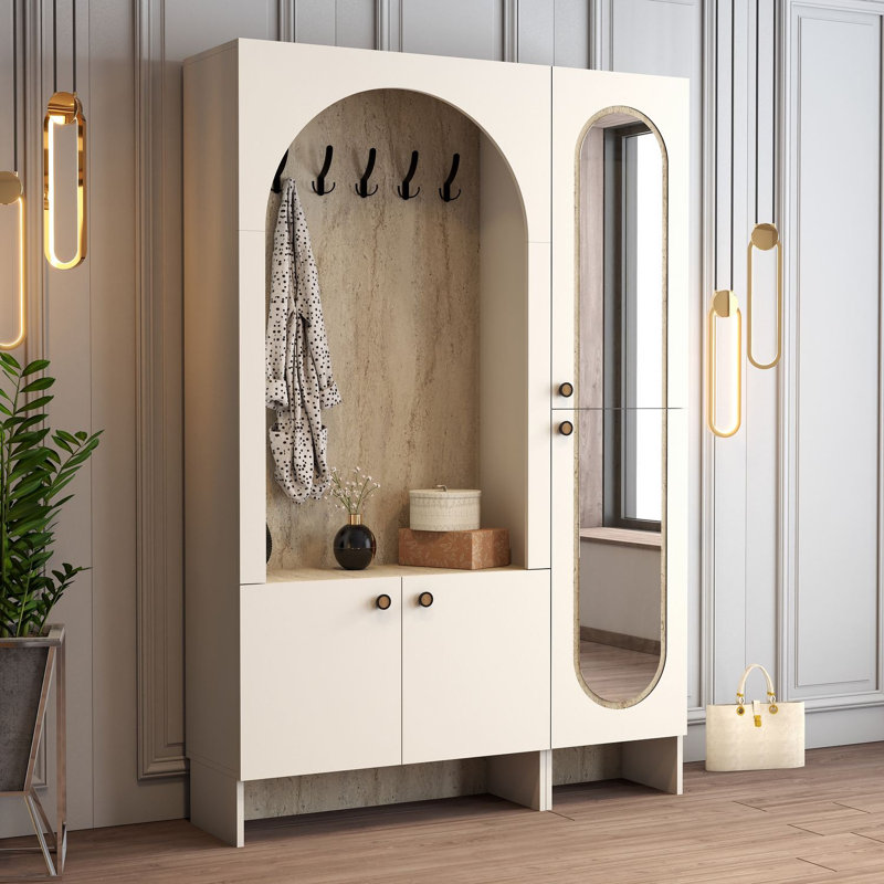 Almendarez Hall Stand, Cream/Travertine
