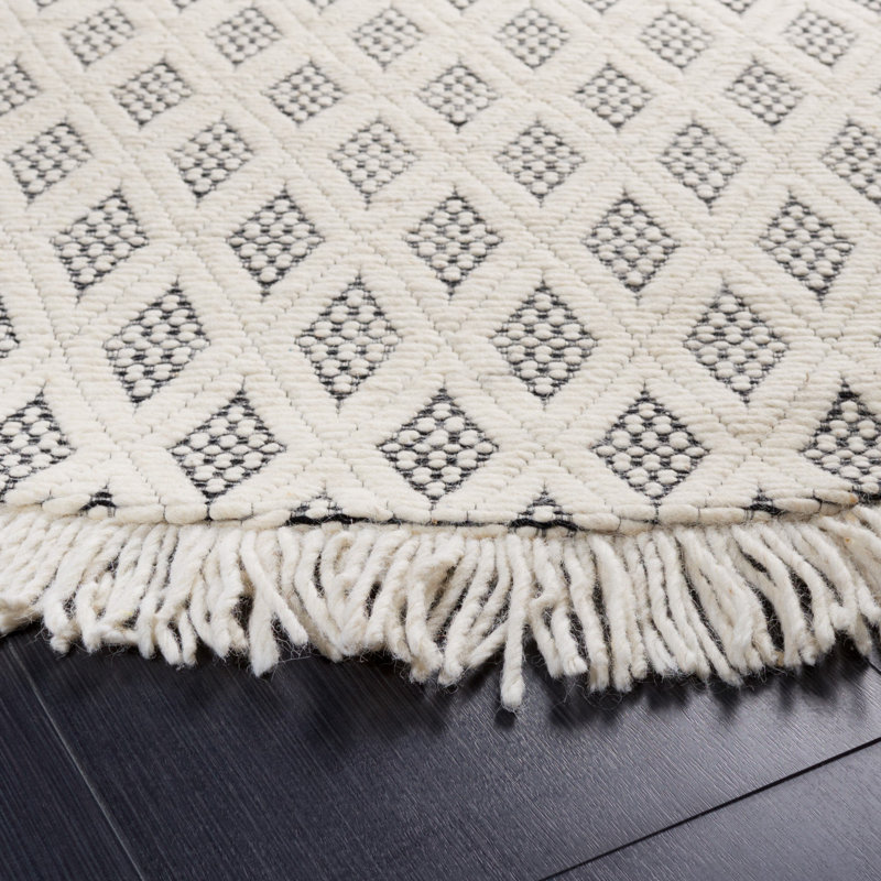 Jacarie Hand Woven Wool And Cotton With Latex Geometric Rug, Runner 2'3" x 9'