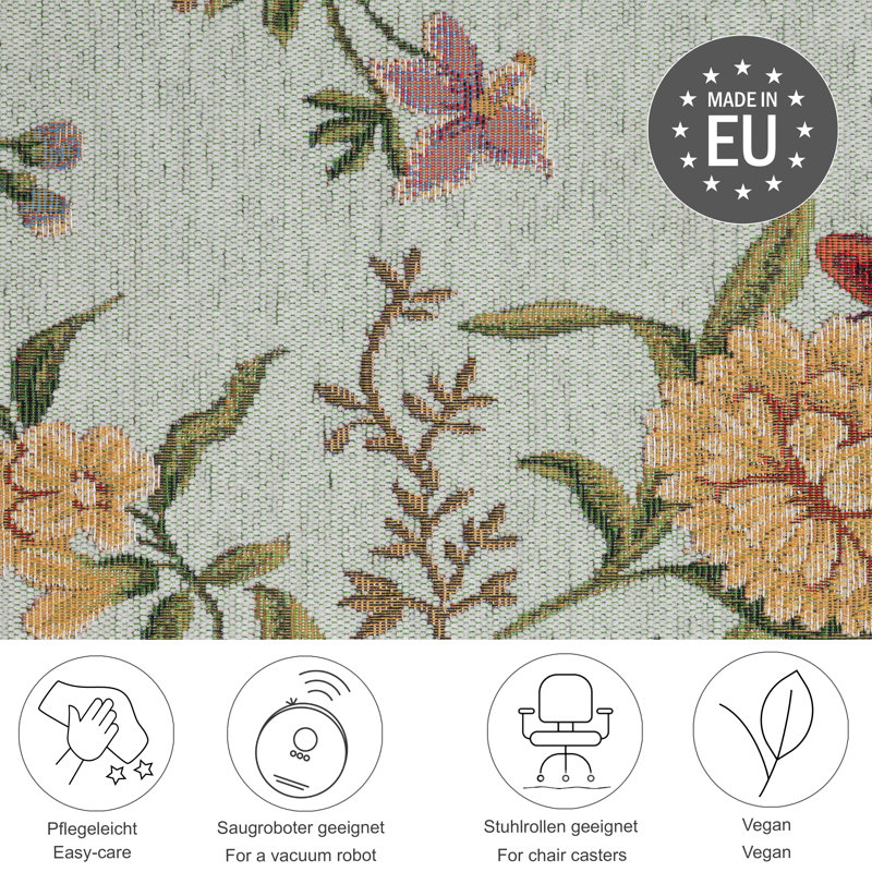Carpet Flomi With Floral Pattern, Rectangular 60 x 90cm