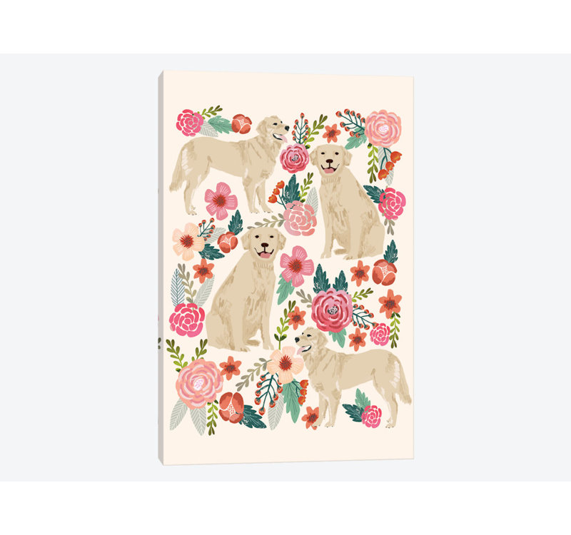 Collage de golden retriever, impression sur toile tendue, H 40 po x l 26 po x P 1,5 po, Toile tendue, Pas de tapis