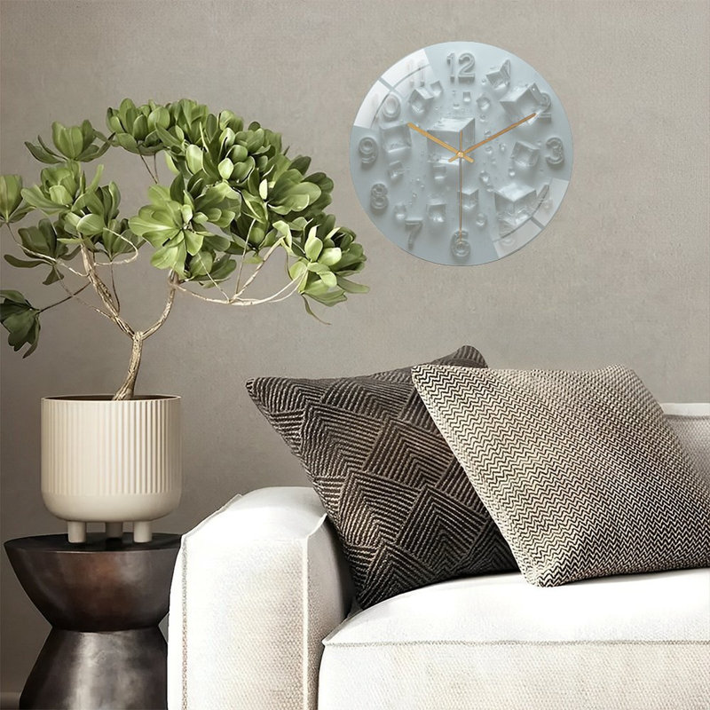 Transparent Ice Cubes Clock Home Decor Unique Design Art - 12'' Modern Glass Wall Clock