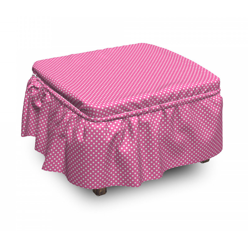 Housse pour décoratif repose-pieds, Teintes rose / blanc