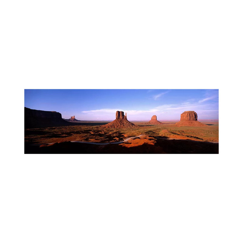 Daytime Shadows Near The Mittens & Merrick Butte, Monument Valley, Navajo Nation, Arizona, USA - Wrapped Canvas Panoramic Print