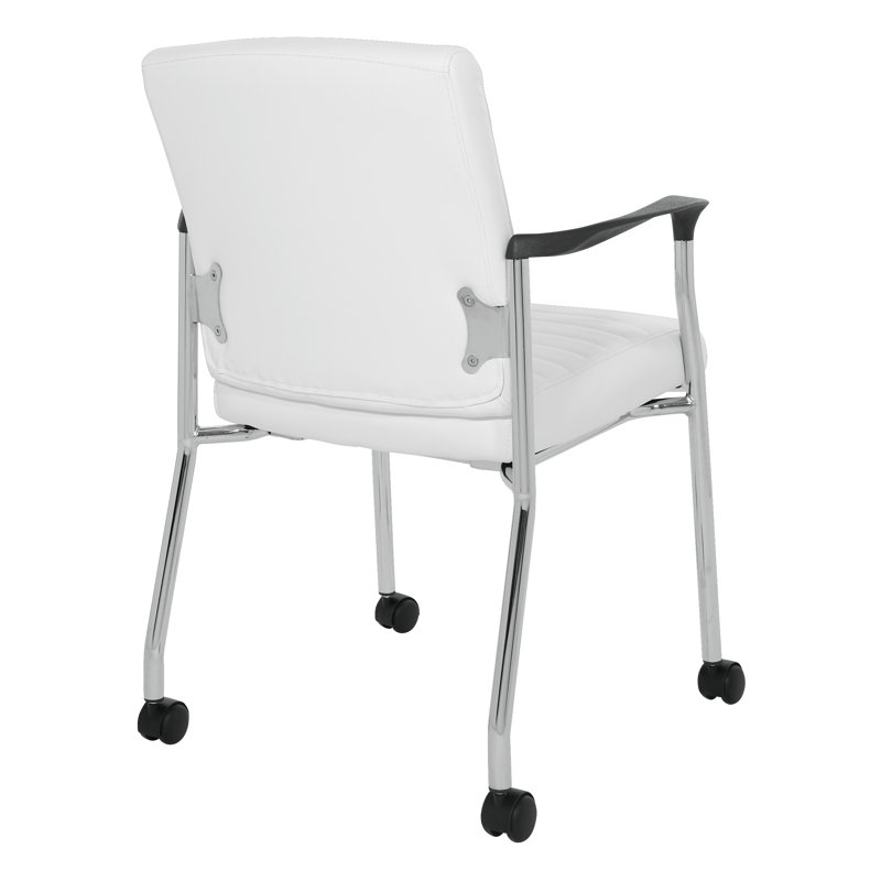 Chaise de salle d'attente l 25,5 po Kerra, Similicuir blanc, Chrome