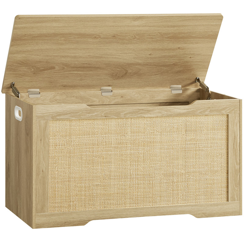 Bambina Woven Rattan Storage Chest with Safety Hinge, 19.68"H x 39.4"W x 15.74"D, Natural Wood