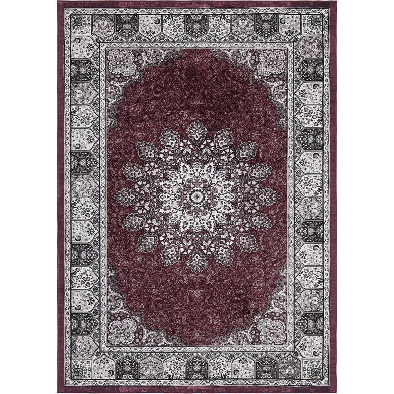 Washable Area Rug, Red Rugs For Living Room, Vintage Area Rug For Bedroom, Distressed Traditional Rugs, Foldable Thin Mat, Large Indoor Area Rugs, Non-Slip Stain Low Pile Carpet For House