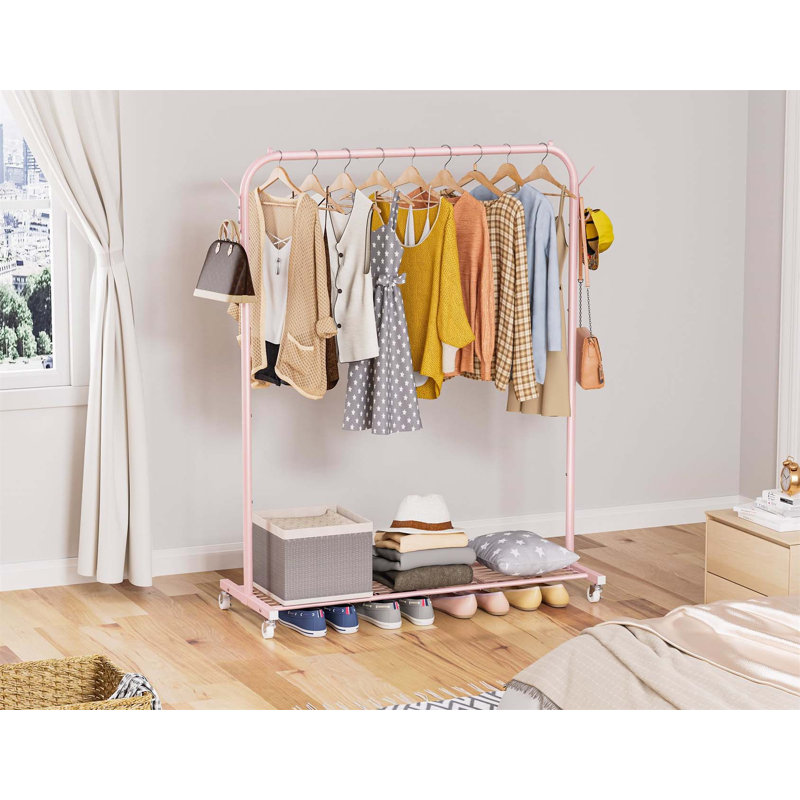 Bonville 100cm Rolling Clothing Rack, Pink