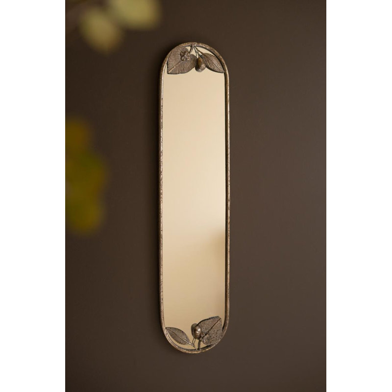 TALL RUSTIC FRAMED MIRROR WITH LEAF DETAIL