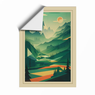 Mountains at Sunset Retro - Framed Print